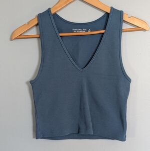 Abercrombie & Fitch Deep Blue‎ Ribbed Cropped Tank Top Women's Small